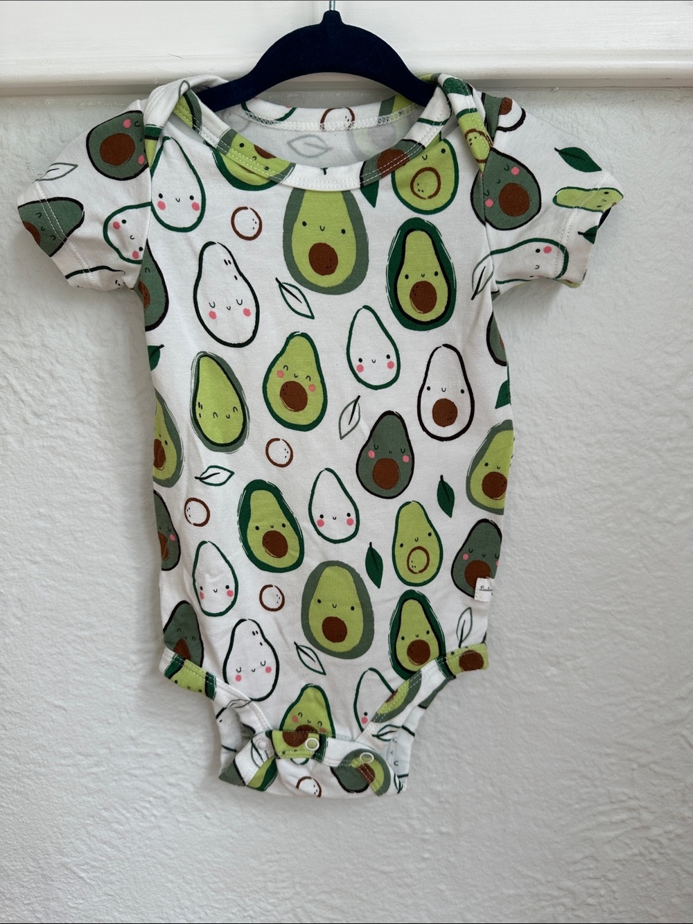 Cute Avocado Print Baby One-Piece Bodysuit - White & Green